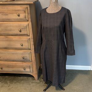 Pendleton Charcoal Houndstooth Plaid 100% Virgin Wool 3/4 sleeve Dress